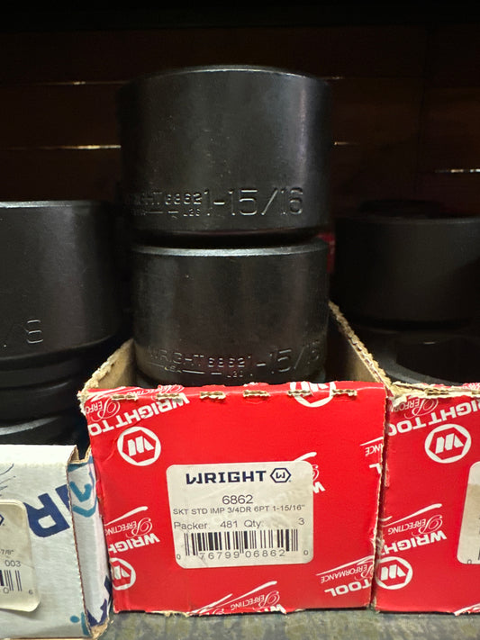 3/4" Dr. Wright 1-15/16" - 6 Pt. Standard Impact Socket (6862WR)