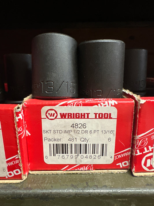 1/2" Wright 13/16" - 6 Pt. Std. Impact Socket (4826WR)