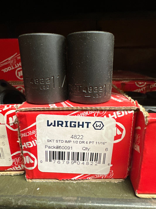 1/2" Wright 11/16" - 6 Pt. Std. Impact Socket (4822WR)