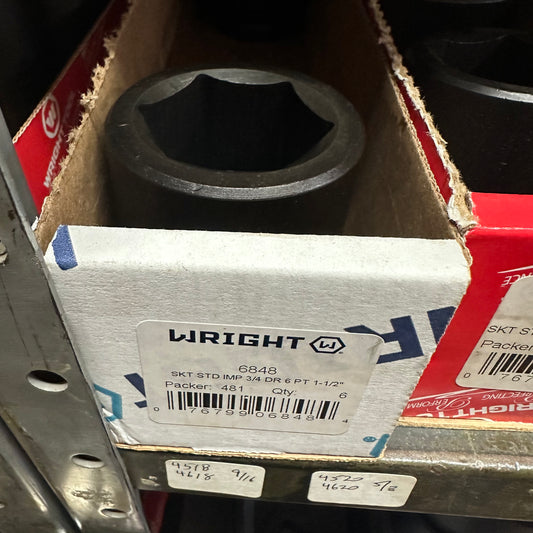 3/4" Dr. Wright 1-1/2"- 6 Pt. Standard Impact Socket (6848WR)