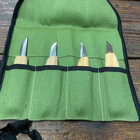 BeaverCraft 4pc Carving Knife Set w/ Canvas Roll (S07)