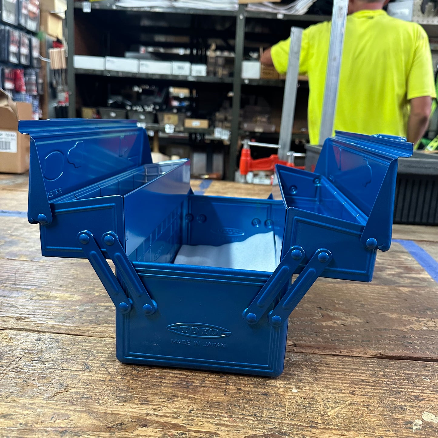 Toyo Steel Toolbox W/ Cantilever Lid And Upper Storage Trays ST-350 Blue (TO-ST350BU)