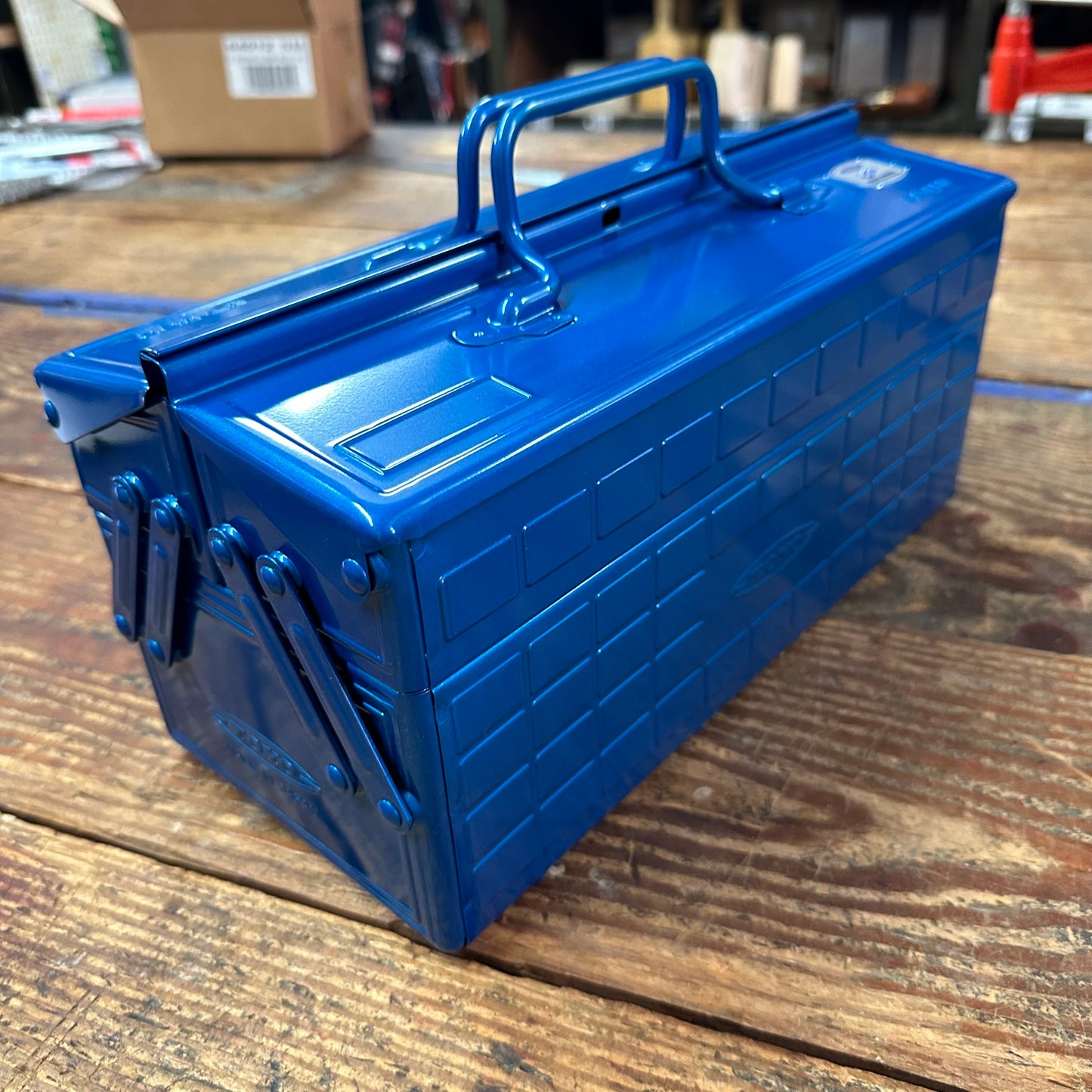 Toyo Steel Toolbox W/ Cantilever Lid And Upper Storage Trays ST-350 Blue (TO-ST350BU)