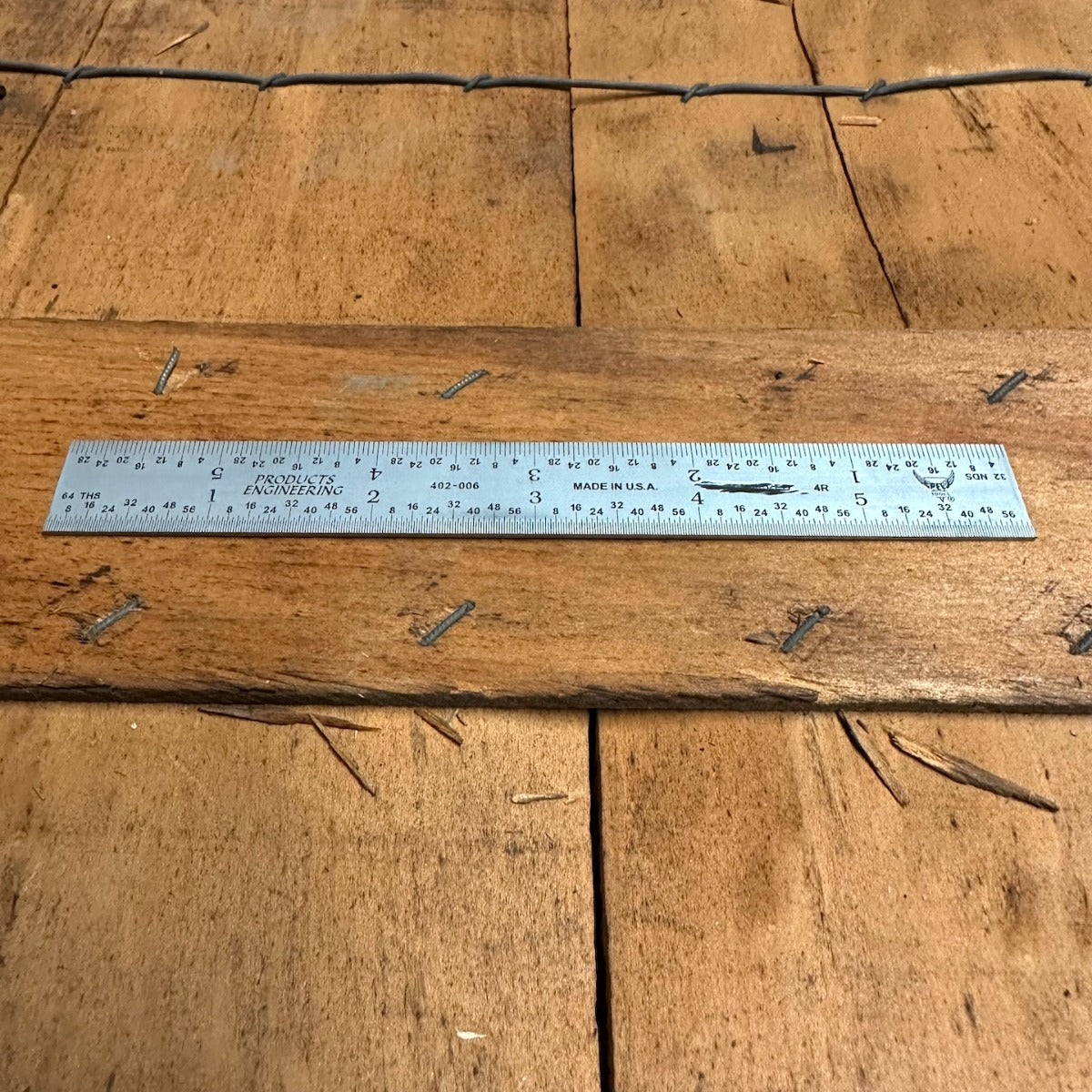 6" Products Engineering 4R Rigid Tempered Ruler 8ths/16ths 32nds/64ths Cosmetic blemish, name removed(780128)