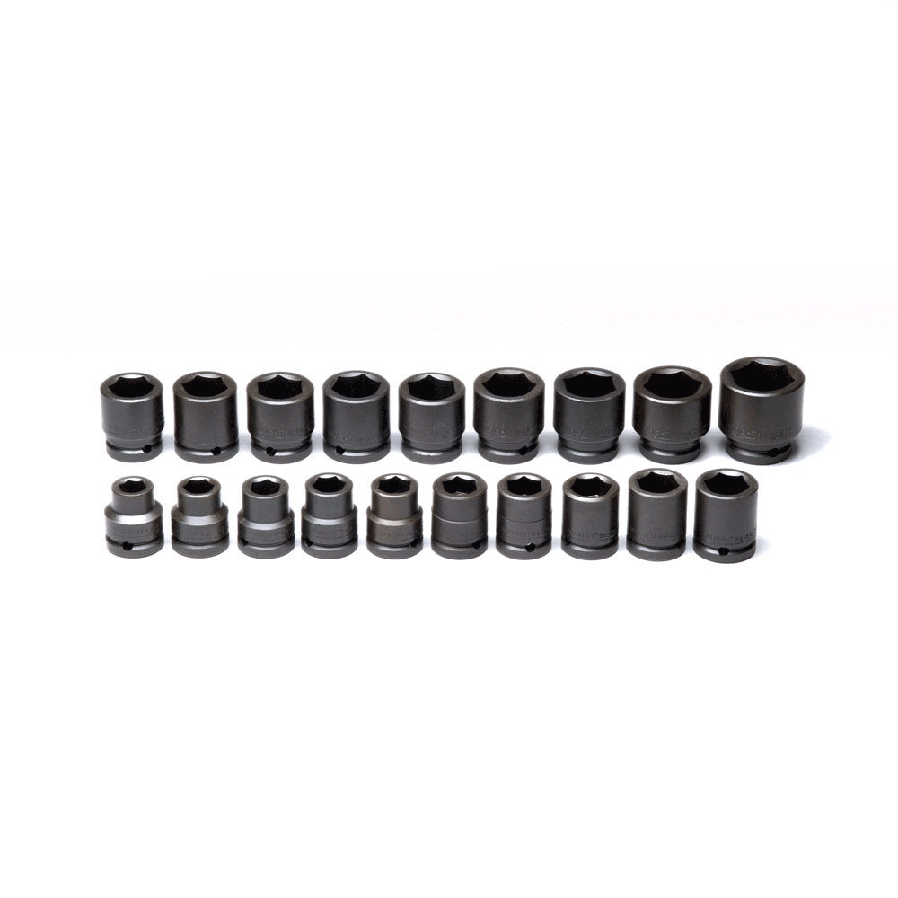 3/4" Dr 19 Pc 6 Point Standard Metric Impact Socket Set Wright #655 (655WR)